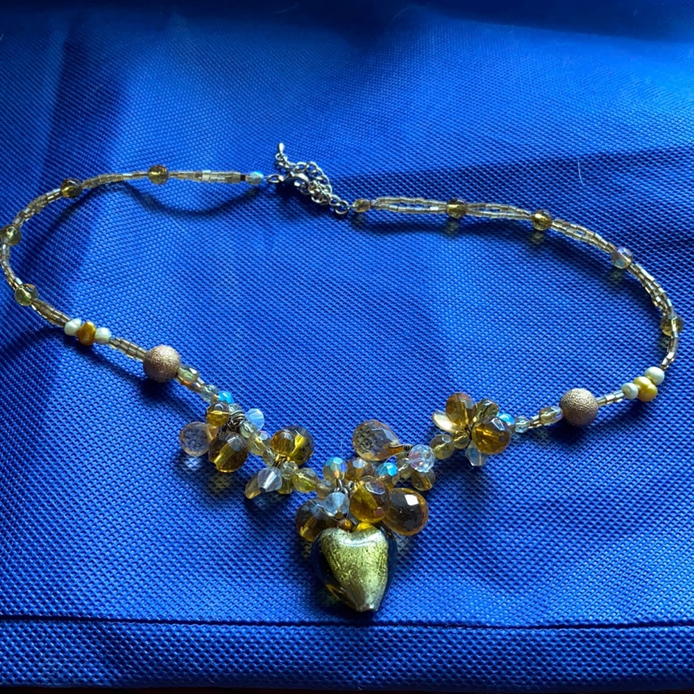 Crystal necklace with Murano glass heart